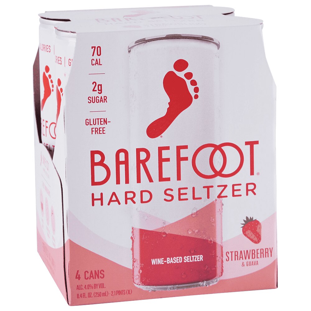 Barefoot Hard Seltzer Strawberry Guava 250 Ml 4 PACK Applejack