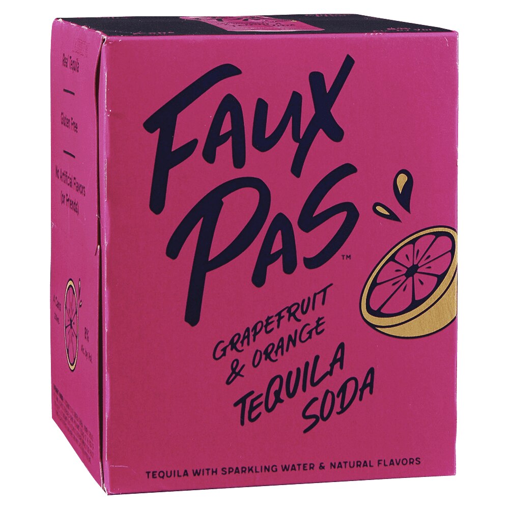 Faux Pas Grapefruit & Orange Tequila Soda 4pk 250 ml Applejack