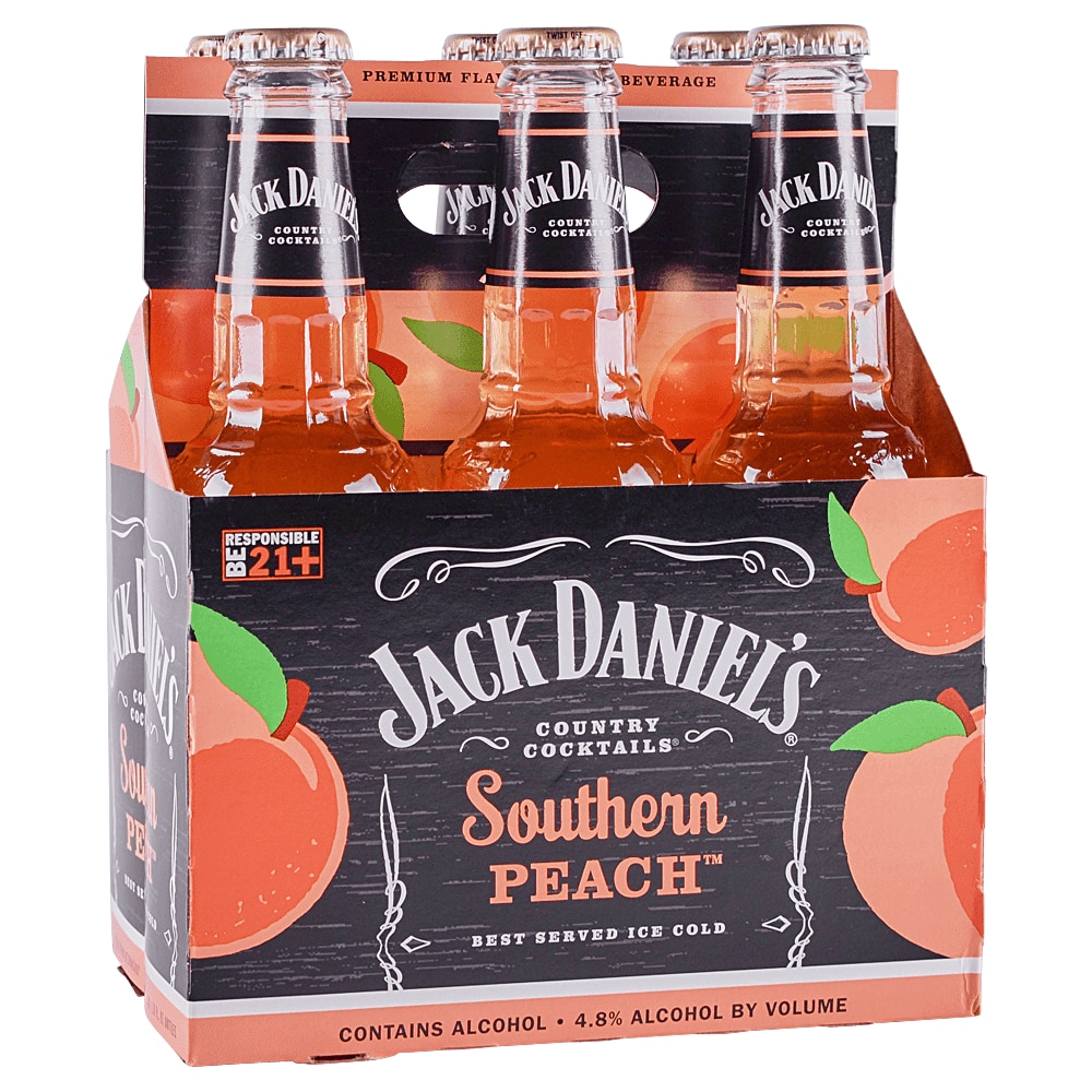 Jack Daniels Southern Peach Country Cocktail 6pk 10 oz Bottles Applejack