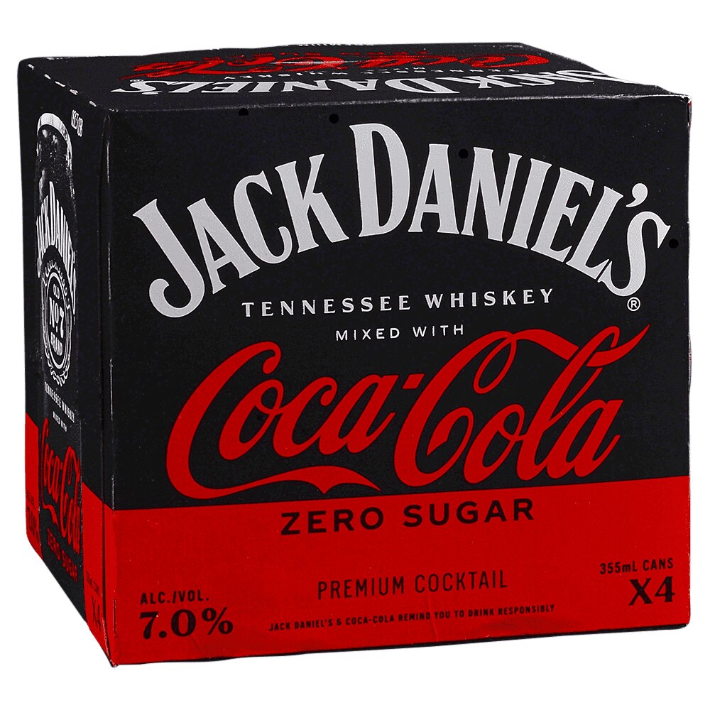Jack and Coke Zero RTD 4pk 12 oz Cans Applejack